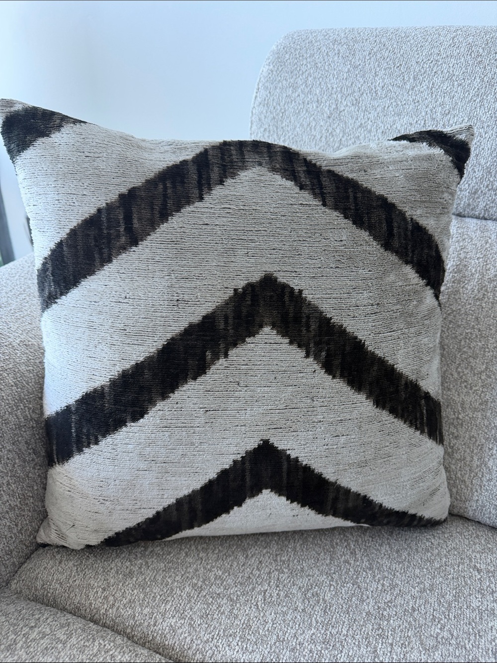CB2 Black and Cream Chevron Pillow